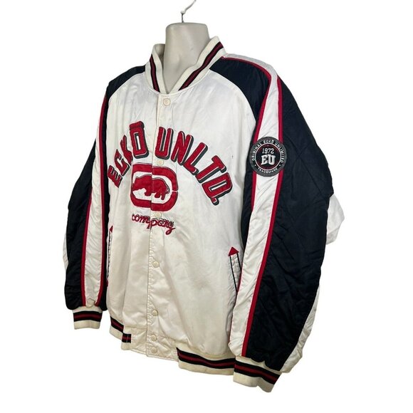 vtgY2K Ecko Unltd quilted sleeve poly satin bomber jacket‎ mens 3XL - Picture 4 of 7